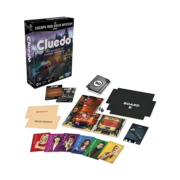 Hasbro Gaming Cluedo Treachery at Tudor Mansion, an Escape & Solve Mystery Game, Coopératif Family Game, Mystery Games for 10