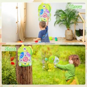 Jeu de fléchettes dinosaure pour garçons et enfants avec pistolet à jouet, 12 balles adhésives pour garçons de 3 à 8 ans, jeu