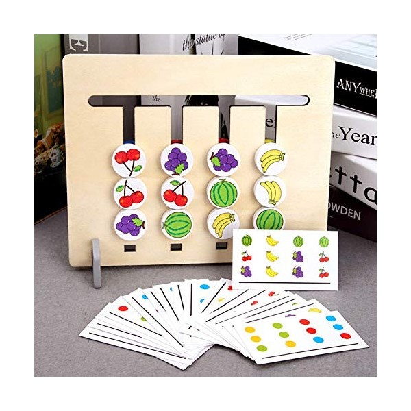 yosemite Plateau de jeu éducatif en bois double face avec fruits colorés - Pour enfants - Cadeau de Noël