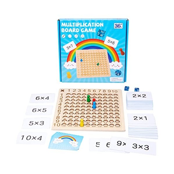 RMENGZHOUXI Planche de Multiplication en Bois Pensée Interactive Jeu de société Montessori Jeu de Puzzle dapprentissage préc