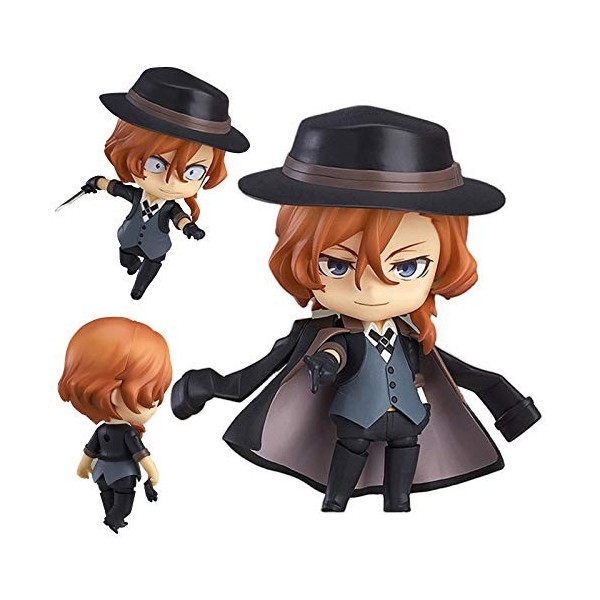 Jaycheen Bungo Stray Dogs Figurine daction Nakahara Chuuya Q Version Visage changeable Figurine mobile Jouet avec accessoire