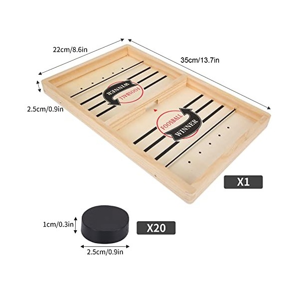 Herefun 2en1Jeu de Table de Hockey Portable en Bois, Coffret Jeux de Société Famille, Jeu de Plateau de Bataille, Jeu déchecs