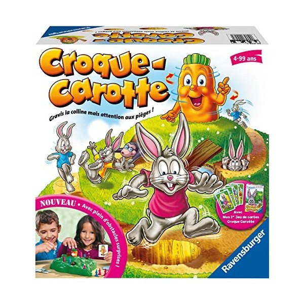 Ravensburger - Croque Carotte - Jeu de société - Enfants et Parents - Jeu de Parcours Rigolo - Inclus Jeu de Cartes Exclusif 