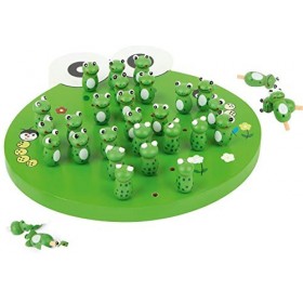 Small Foot 1876 Solitaire bois, jeu de société avec 33 pions de grenouilles, à partir de 6 ans
