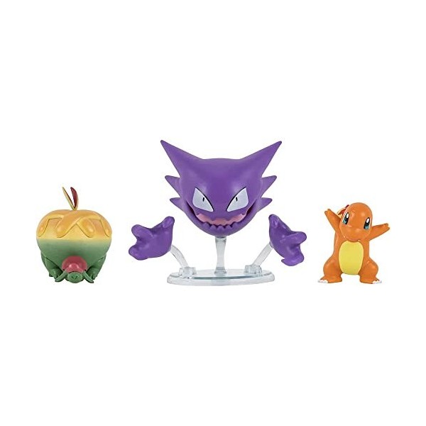Pokemon Figurine Jouet 3-Pack – Haunter Charmander & Appletun - Figurines Pack 5-8 cm - Nouvelle Vague 2022 - sous Licence Of