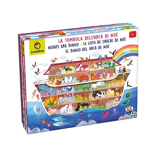 Ludattica - La tombola de larche de Noé - Jeu pour enfants 3 ans - Tombola des animaux - Made in Italy