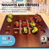 Noughts and Crosses Jeu de marbre avec plateau en bois | Jeu de stratégie Tic Tac Toe | Comprend 10 billes en verre et une pl