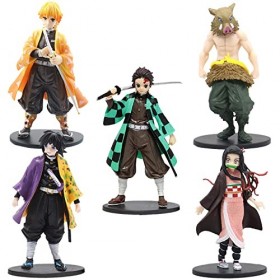 GENGUTOR 5 Figurines Anime Demon Slayer, Modèle de Personnage danime, Figurines de Dessin animé avec Socle Figurine Demon Sl