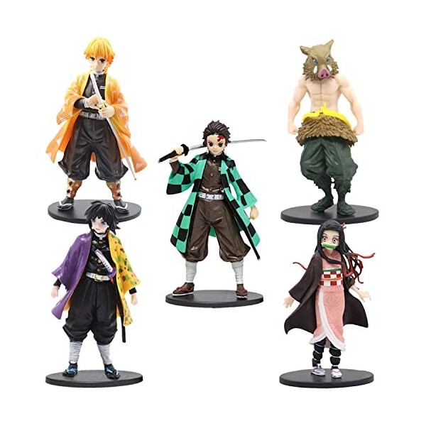 GENGUTOR 5 Figurines Anime Demon Slayer, Modèle de Personnage danime, Figurines de Dessin animé avec Socle Figurine Demon Sl
