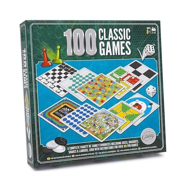 Compendium de 100 jeux classiques | Une collection de jeux de société familiaux classiques – Comprend les échecs, les courant