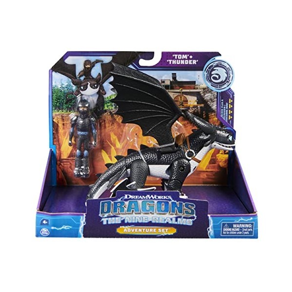 Dreamworks Dragons Adventure Set, Figurines Tom et Thunder, The Nine Realms, Jouets pour Enfants à partir de 4 Ans