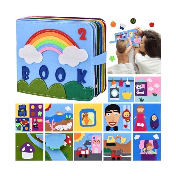 VISXUSE Quiet Book,Busy Board,Jouets Dactivité et De Développement,Jouet Sensoriel en Feutre 3D,Busy Board Montessori,Montes