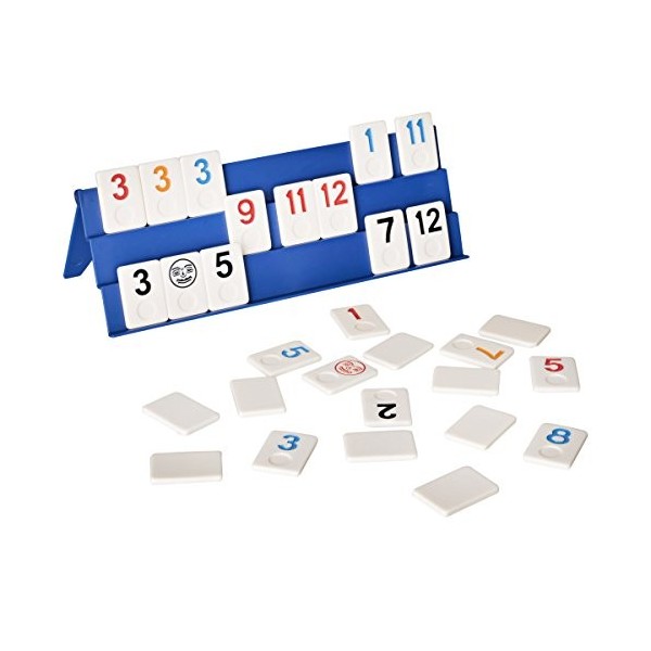 Point Games Jeu de rami Classique Pleine Grandeur avec Supports et tuiles Pliables à 3 Niveaux - Sac de Rangement en Toile Su