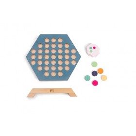 BS Toys Jeu de Société 3 en Ligne - Jouet Stratégie Hexagonal en Bois avec Cartes Réversibles - pour Enfants de 5 Ans et Plus