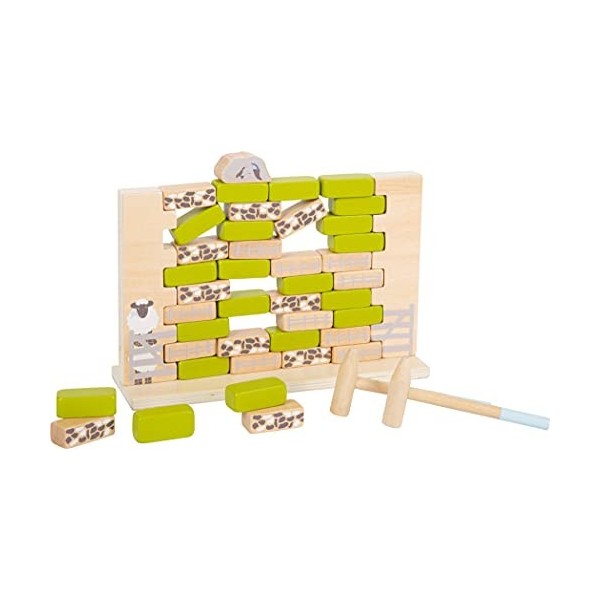 small foot Mur bancal 4 Friends, Jeu de société adapté aux Enfants Deux marteaux Inclus, en Bois, Art. 12237