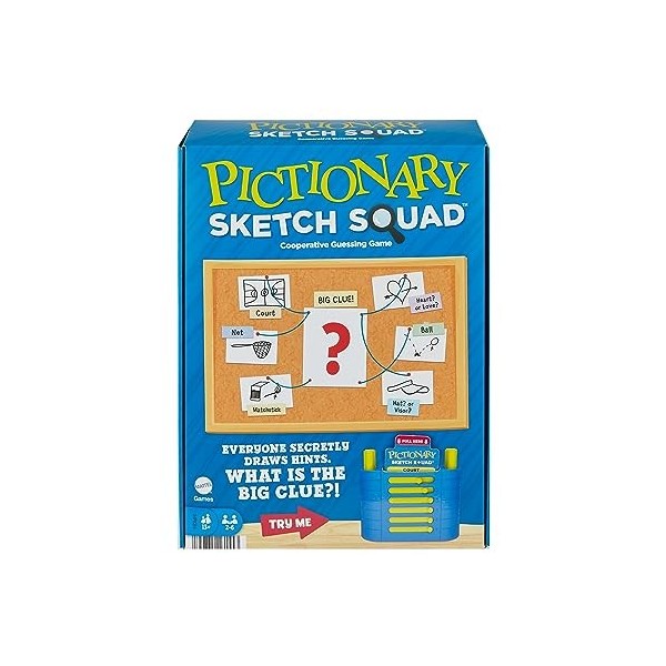 Mattel Games Pictionnary Jeu De Société Coopératif Nouvelle Version Pictionary Squad pour Famille, avec Devinettes, pour 2 À 