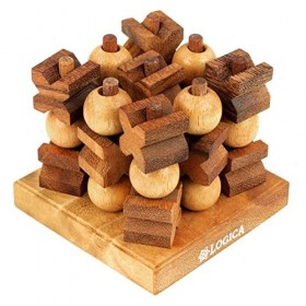 Logica Jeux, Art. Tic Tac Toe 3D - Jeu de Société 3D en Bois Précieux - Jeu de Stratégie