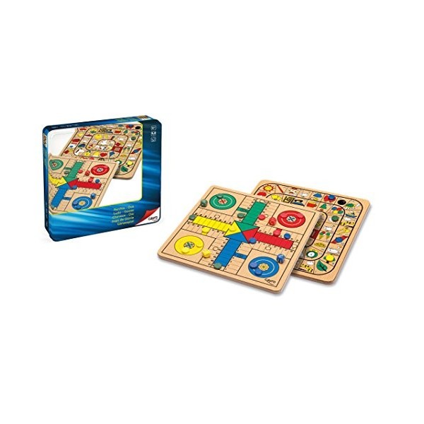 Cayro - Parcheesi - Oie en Bois Multicolore - Boîte en Métal - 27X27Cm - Jeu de Société Familial - Amusant pour Tous Les Âges