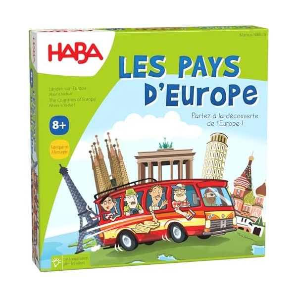 HABA Pays d’Europe-Jeu de Connaissances géographiques- Jeu de société Enfant - Jeu de Plateau - Apprendre Les Pays deurope a