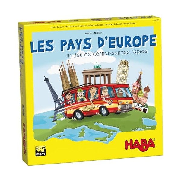 HABA Pays d’Europe-Jeu de Connaissances géographiques- Jeu de société Enfant - Jeu de Plateau - Apprendre Les Pays deurope a