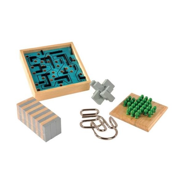 WDK Partner - A1202437 - Jeu de Plateau - Coffret 5 Jeux Bois et Métal