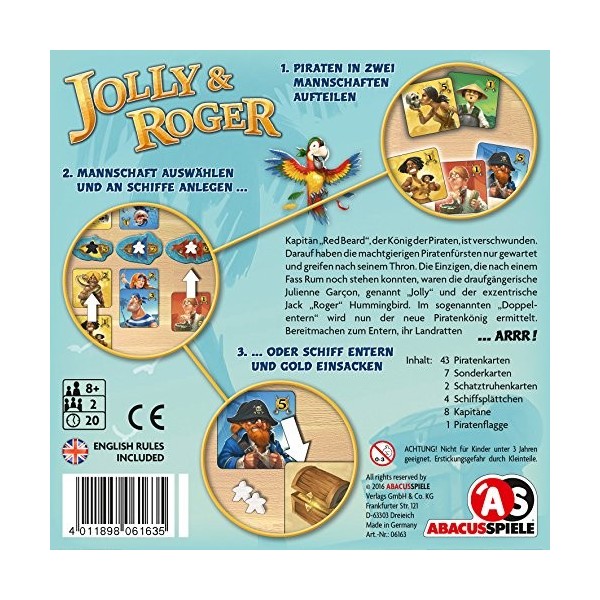 ABACUSSPIELE- Jolly & Roger Jeu Familial, ABA06163, Teal/Turquoise Vert