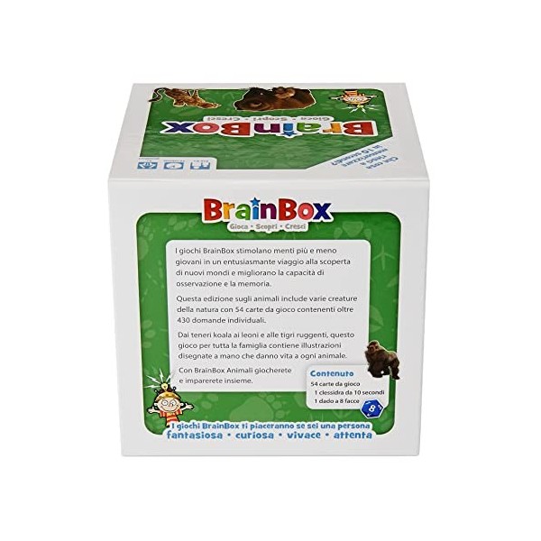 Asmodee - BrainBox: Animaux 2022 , Jeu pour Apprendre et Former lesprit, 1+ Joueurs, 8+ Ans, Ed. en Italien