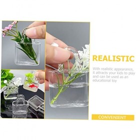 Toyvian 2 Pièces Sac en Verre Portable 1/12 Vase De Maison De Poupée Jouet Vase Floral Décoratif Kit De Petite Maison Les Plu