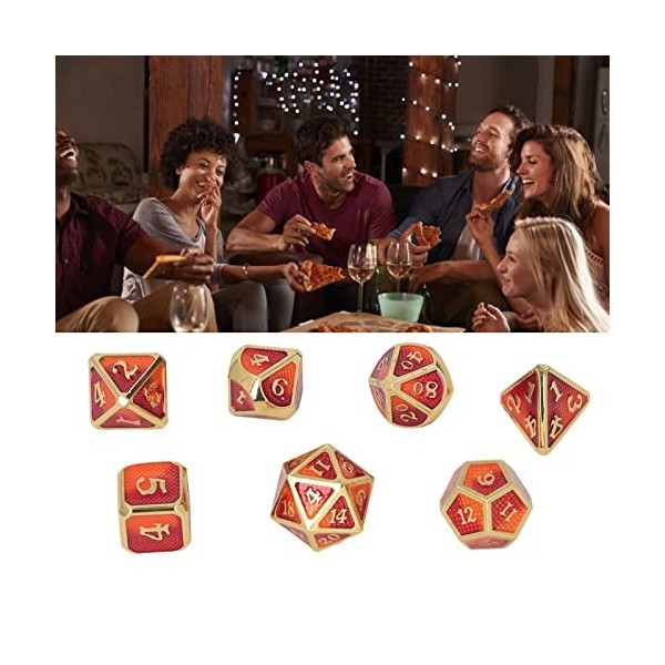 Lot De 7 Dés Polyédriques en Métal Massif pour Adulte, Fête De Noël, Numéro De Table, Jeu De Rôle, Fête De Vacances Bleu 