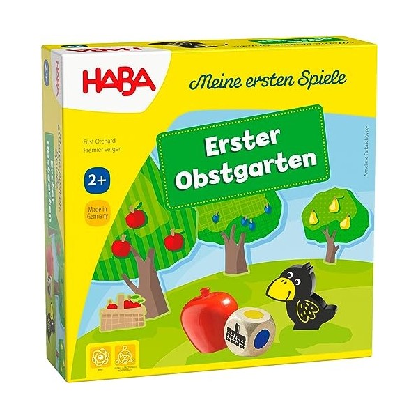 HABA 4655 - Mes premiers jeux - le premier verger - jeu éducatif de couleurs et de formes en bois - 2 ans version allemande