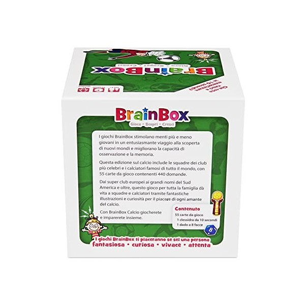 Asmodee - BrainBox: Football, Jeu pour Apprendre et Former lesprit, 1+ Joueurs, 8+ Ans, Ed. en Italien, G1-13909