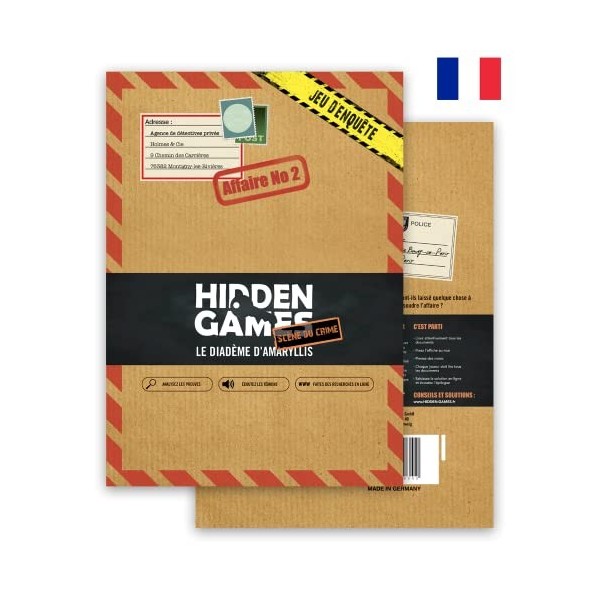 Hidden Games Scène Du Crime - Le Diadème D'Amaryllis - Enquête Réaliste En Français, Jeu D'enquête Et D'escape Room Pour 1 à 6 Joueurs
