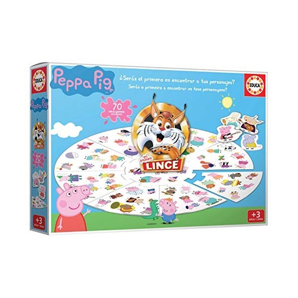 Educa - Lynx Peppa Pig 70 Images, Jeu de Table pour Enfants, améliore Les réflexes et lacuité visuelle des Enfants et des Fi