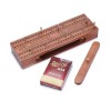 Ajuny Jeu de plateau de cribbage traditionnel en bois, jeu de table classique avec 6 pinces métalliques et 1 jeu de cartes av