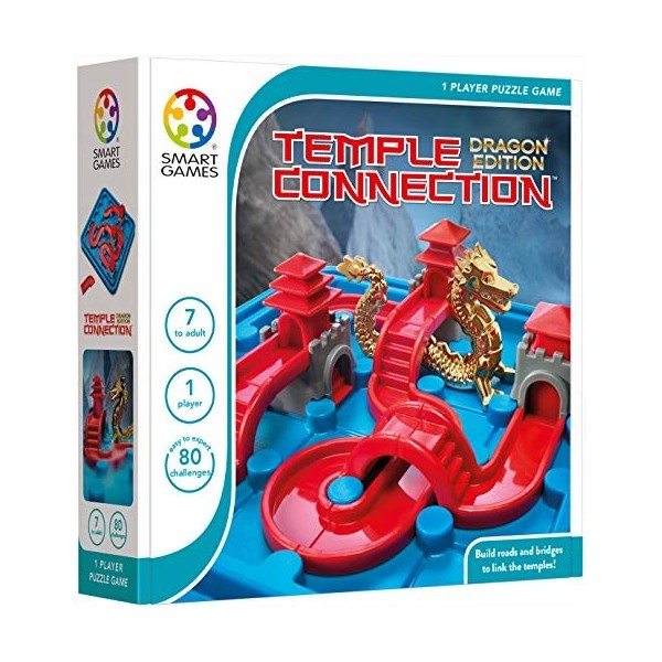 smart games - Temple Connection Dragon Edition, 1 Player Puzzle Game with 80 Challenges, 7+ Years