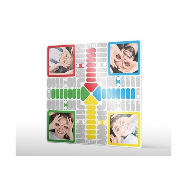 WHITE BOARD GAME Jeu de Ludo Personnalisé 4 Personnes 30x30 cm - Jeux de Plateau - Jeux de Société Traditionnels - Ludo Jeux 