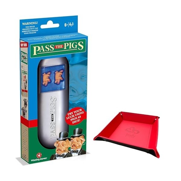 PASS THE PIGS Jeu de dés – Le jeu classique de fête et de voyage – Le premier à 100 points gagne. Un excellent cadeau pour le