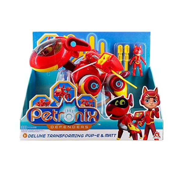 PETRONIX DEFENDERS 3-in-1 Transformer Max Mode Transforming Pup-E Play Figure, Jouet Transformer pour garçon et Fille de 3+ A