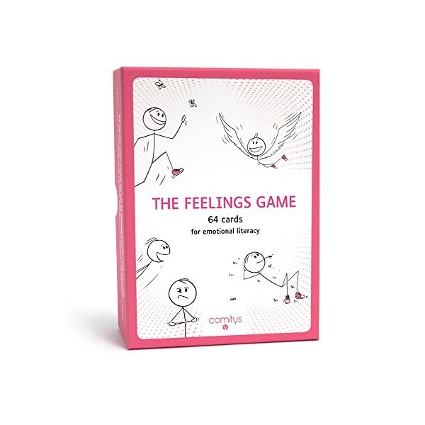 Comitys | The Feelings Game | 64 Feelings Literacy flashcards | Non-Violent Communication Teaching Tool | 177 Feelings to Dis