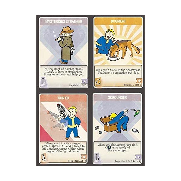 Modiphius Entertainment Fallout : The Roleplay Game Perk Cards – Accessoire RPG, Jeu de rôle