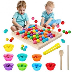 Jeu Perles Puzzle, Jeu Plateau à Perles Bois, Jeu de Société déducation Précoce, Jouet éducatif en Bois, Puzzle Jeu de Socié