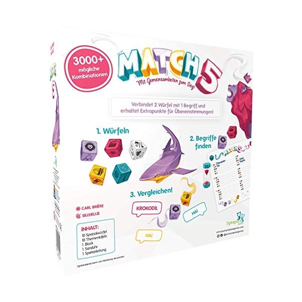 Synapses Games SG002 - Match 5 - Jeu de dés, pour 2 à 8 Joueurs, à partir de 10 Ans édition Allemande 