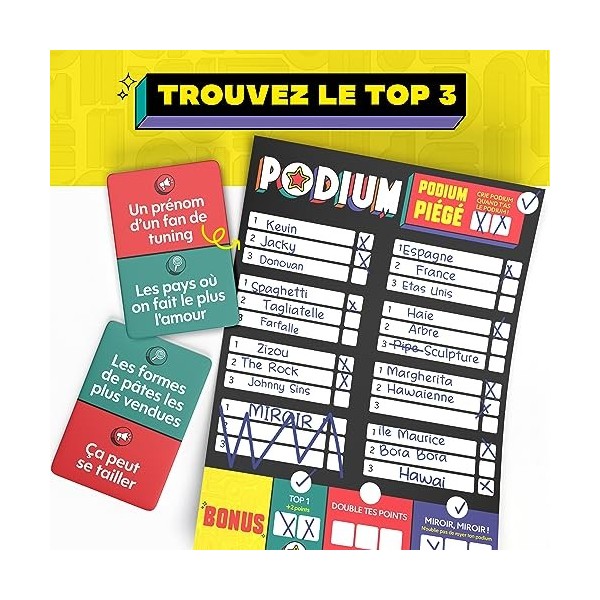 Podium - Le Jeu de Quiz pour Trouver Le Top 3 des Meilleures Réponses - Jeux de Société pour des Moments en Famille ou Entre 