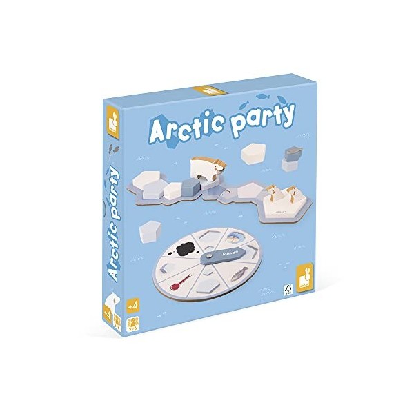 Janod - Arctic Party - Jeu de Société Enfant Collaboratif - Thème Ours Polaires - Jeu de Plateau Bois et Carton - 2 à 6 Joueu