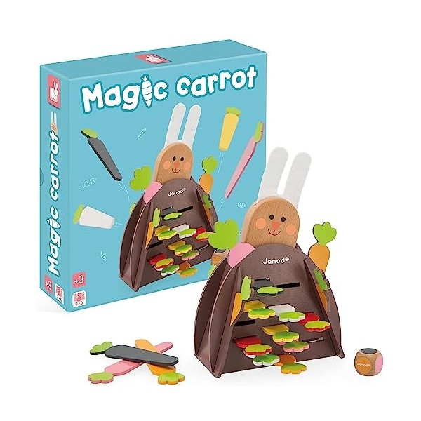 Janod - Magic Carrot - Jeu de Société Enfant - Jeu dAdresse et de Stratégie - Jouet en Bois - Apprentissage des Couleurs - 2