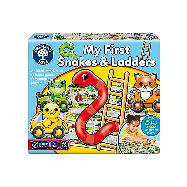 Orchard Toys My First Snakes and Ladders Game - Grande Planche épaisse - Pièces géantes parfaites pour Les Petites Mains - Pr