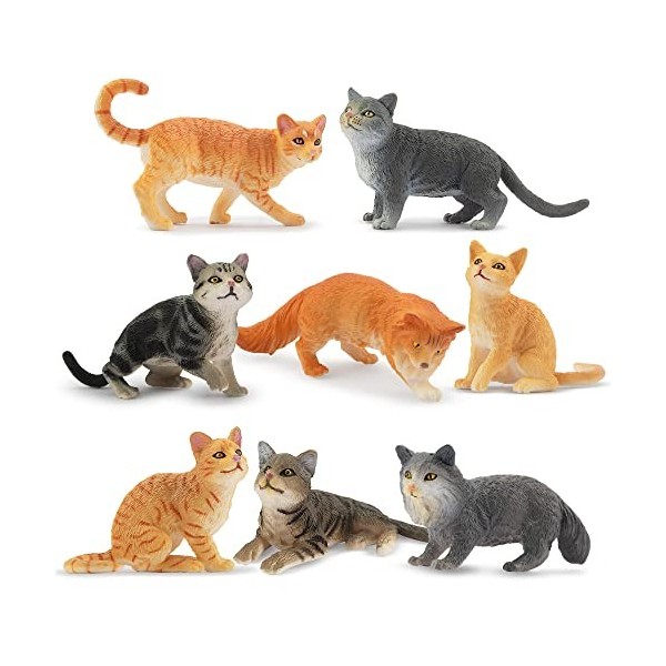 toymany Figurines danimaux de Chat, Figurines de Chat, Figurines de Petits Animaux, Ornements en Plastique, Chat Miniature p