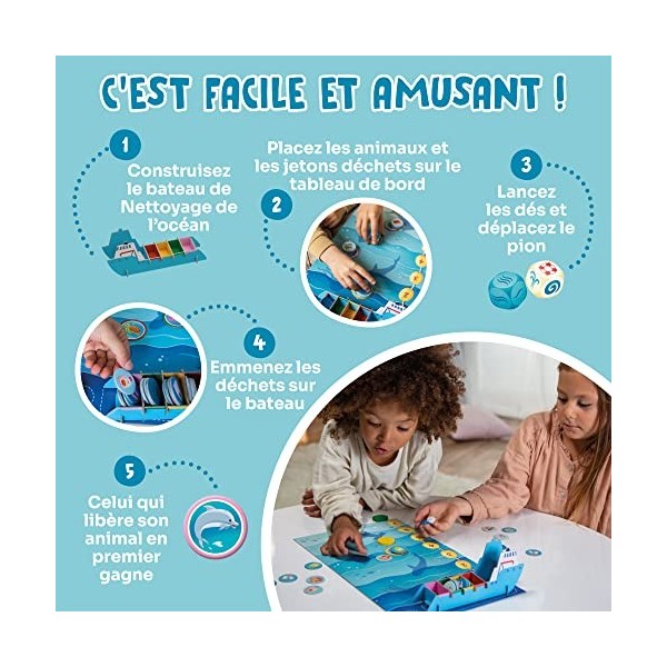 Adventerra Games, Mission Ocean, Jeu de Société pour Enfants de 4 à 6 Ans, Jeu Educatif et Ecologique, Jeu Montessori