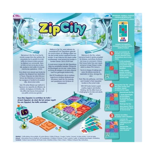 Logiquest Zip City - Jeu de société - Jeu Solo - Néerlandophone