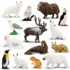 toymany Lot de 14 Figurines danimaux de lArctique - Figurines Polaires - Figurines dhiver - Petits Animaux - Mini Animaux 